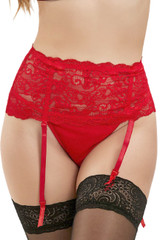 Dahlia Red Lace Garter Belt