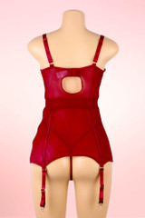 Alessandra Maroon Lace Mesh Garter Lingerie Dress