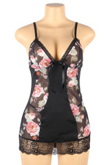 Florence Floral print Plus Size Lingerie Chemise  actual product picture on a mannequin front view