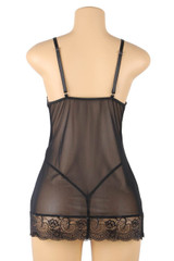 Florence Floral print Plus Size Lingerie Chemise  actual product picture on a mannequin back view