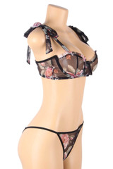 Florence Sheer Floral Bra and Panty Lingerie Set