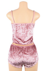 Viola Pink Velvet Cami and Shorts Lingerie Set Plus Size