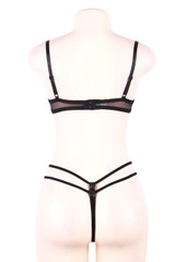 Cece Blue Cupless Shelf Bra Crotchless Panty Lingerie Set