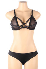 Eden Black Mesh Strappy Bra Panty Lingerie Set
