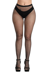 Black Small Holes Full Waist to Toe Fishnet Pantyhose Stockings