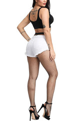 Black Medium Holes Full Waist to Toe Fishnet Pantyhose Stockings