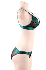 Jada Teal Green Black Bra Lingerie Set Plus Size