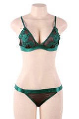 Jada Teal Green Black Bra Lingerie Set Plus Size