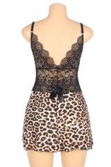 Heidi Black Lace Halter Leopard Empire Waist Babydoll Plus Size