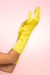 Yellow Satin Long Gloves.