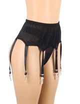 Marlene Black Retro High Waist Garter Belt Thong Set