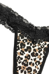 Leopard Lace Cotton Thong Panty