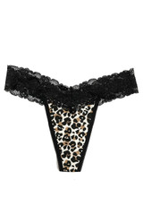 Leopard Lace Cotton Thong Panty
