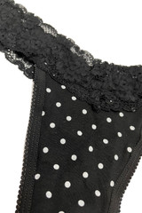 2 Pack Leopard and Polkadot Black Lace Cotton Thong Panty