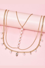 Gold Tone Pearl Charm Choker Belly Body Waist Chain