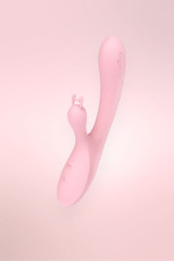 Deer Antler Dildo in pink with Vibrating tilted head to reach gspot with a tiny external nob  for direct clitoral stimulation