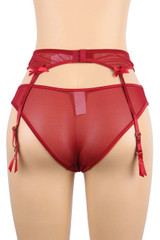 Yolanda Red Eyelash Lace  Garter Belt Panty Set