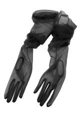 Black Tulle Long elbow Length Vintage Gloves