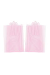 Pale Pink Tulle Mesh Sheer Vintage Opera Length Gloves