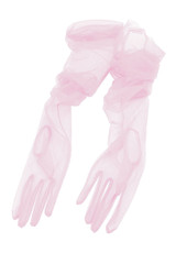 Pale Pink Tulle Mesh Sheer Vintage Opera Length Gloves