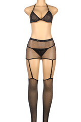 Steffi Sparkle Bra Garter Skirt Bodystockings Set