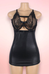  Evanna Leather Plus Size Lingerie Dress