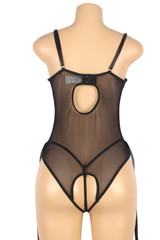 Belladonna Open Cup Crotchless Lace Vinyl Teddy