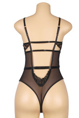 Minca Black Lace Caged Balconette Teddy Bodysuit