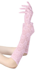Light Pink Lace Elbow Length Vintage Gloves