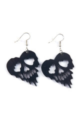 Black Melting Skull Heart Dangling Acrylic Gothic Earring
