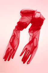 Scarlet Red Tulle Gloves.