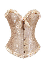 Doris Vintage Beige Jacquard Floral Brocade Bustier Corset Top