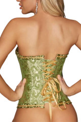 Vintage Green and Gold Floral Brocade Corset Top