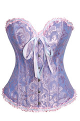 Vintage Pale Blue and Pink Floral Brocade Corset Top