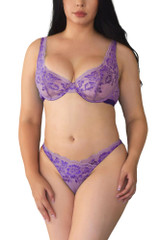 Caitlyn Purple Floral Bra Lingerie Set Plus Size