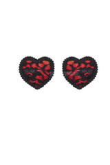 Red Heart Black Lace Nipple Burlesque Pasties