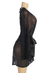 Sorrel Black Floral Lace Open Back Robe