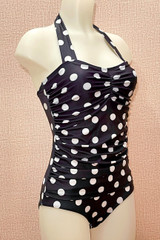 Marilyn Retro Black and White Polkadot One Piece Swimsuit