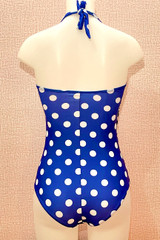 Marilyn Retro Blue and White Polkadot One Piece Swimsuit