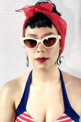 Bettie Cream Cat Eye Pin-up Girl Retro Sunglasses