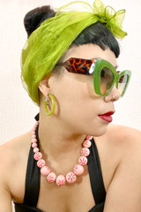 Evie Green & Tortoise Wide Cat Eye Old Hollywood Retro Sunglasses