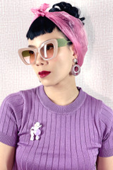 Evie Pale Pink & Green Wide Cat Eye Old Hollywood Retro Sunglasses