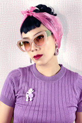 Evie Pale Pink & Green Wide Cat Eye Old Hollywood Retro Sunglasses