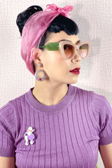 Evie Pale Pink & Green Wide Cat Eye Old Hollywood Retro Sunglasses