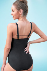 Imani Tiki Ethnic Print Retro One Piece Swimsuit  worn by a model back view 