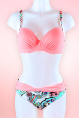 Coralina Pink Paisley Print Push-up 2 Piece Swimsuit