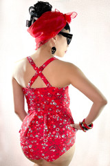 Miriam Red Skull Bandana Retro Peplum Bikini Set