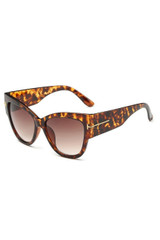 Frankie Tortoise Amber Wide Cat Eye Retro Sunglasses