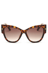Frankie Tortoise Amber Wide Cat Eye Retro Sunglasses