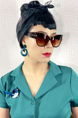 Frankie Tortoise Amber Wide Cat Eye Retro Sunglasses